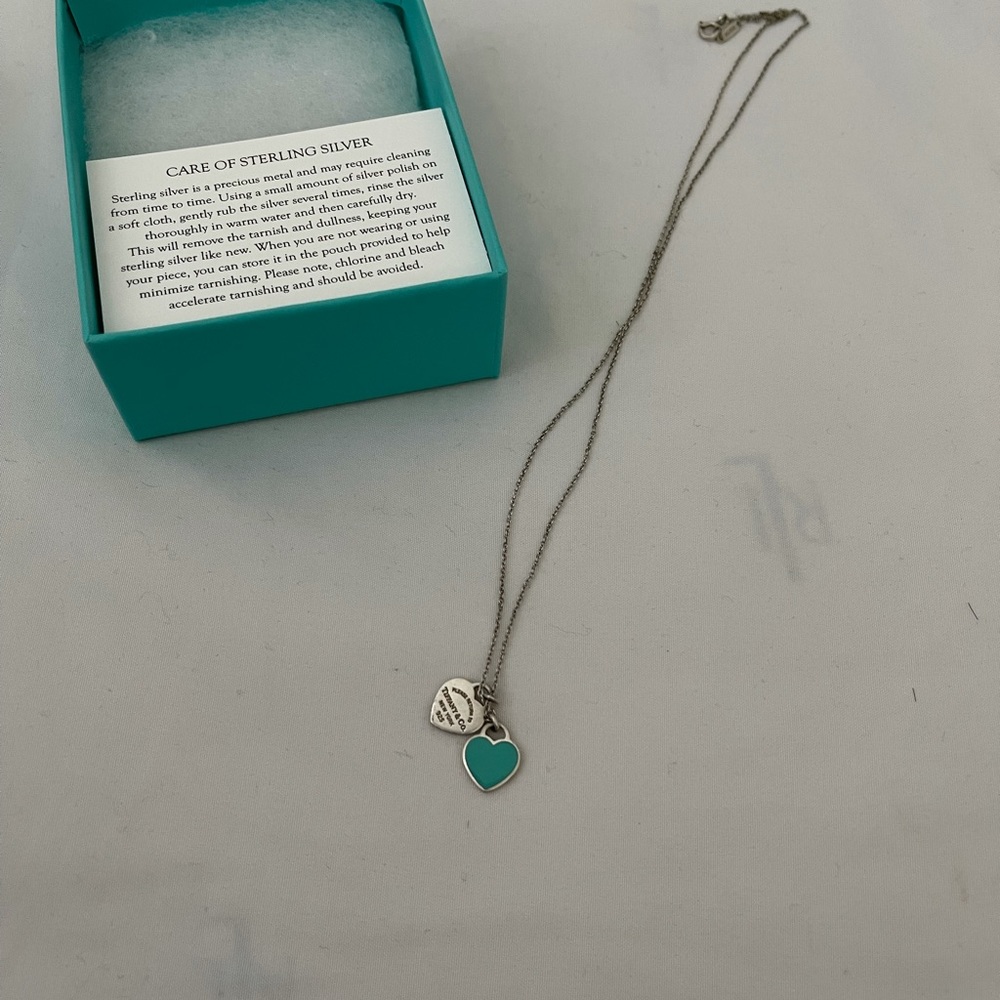 Tiffany &co Mini Double Heart Tag Pendant necklace